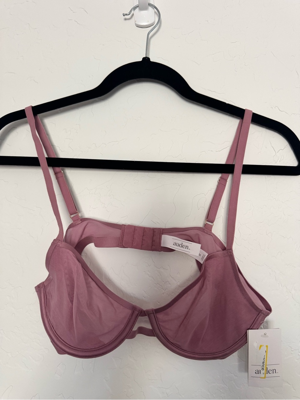 Auden Dusty Rose Underwire, Unlined Sheer Demi Bra, 34A, NWT.